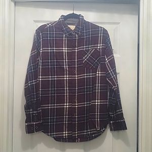 Men's S Burgundy Flannel Button Down
